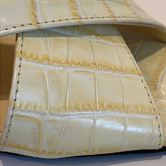 Lintervalle Yellow Croc Embossed Leather Block Heel Sandals Size 40 - Picture 10 of 13